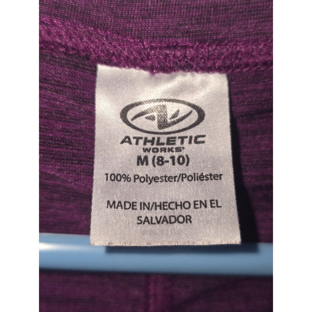 Athletic Works Top Medium) Purple Fitted L/S Round Neck Gathered Sides Gym - Picture 7 of 7